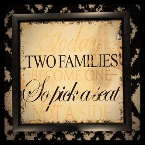 “Two families become one” picture frame